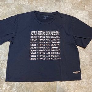 Le Superbe Good Things Are Coming Tee Shirt Black Crop Top Cotton